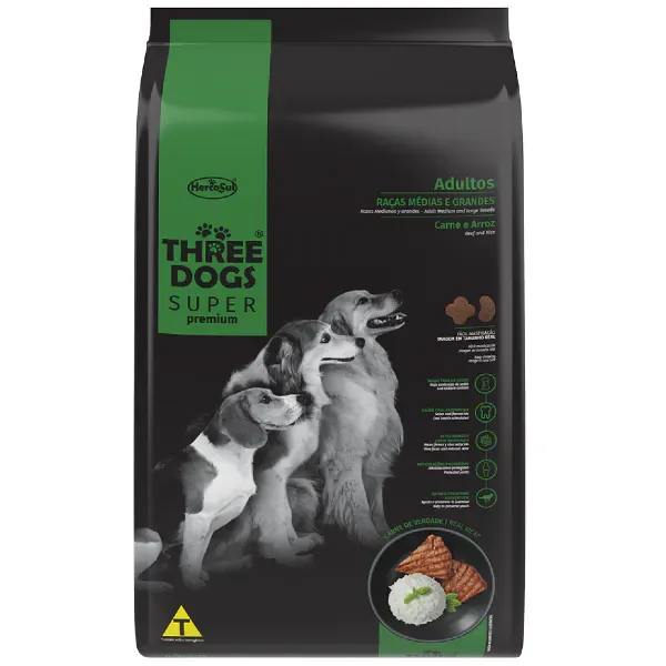 Three Dogs Super Premium Adultos Razas Medianas y Grandes 15+2kg