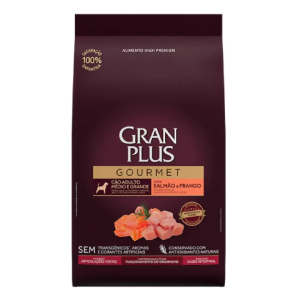 Gran Plus Gourmet Perro Adulto Mediano Salmon y Pollo 15kg+1,5kg