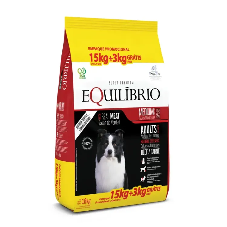 Equilibrio Adulto Razas Medianas Carne 15+3kg