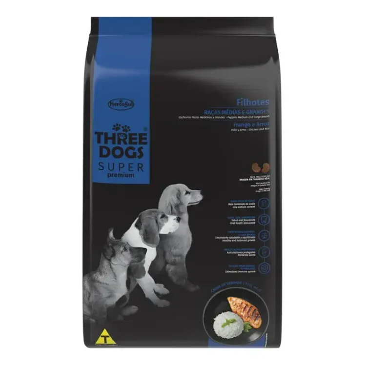 Three Dogs Super Premium Cachorro Razas Medianas 15+2kgg