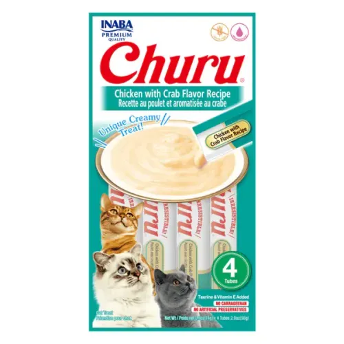 Churu Snacks Gato Pollo/Cangrejo - 4 tubos  
